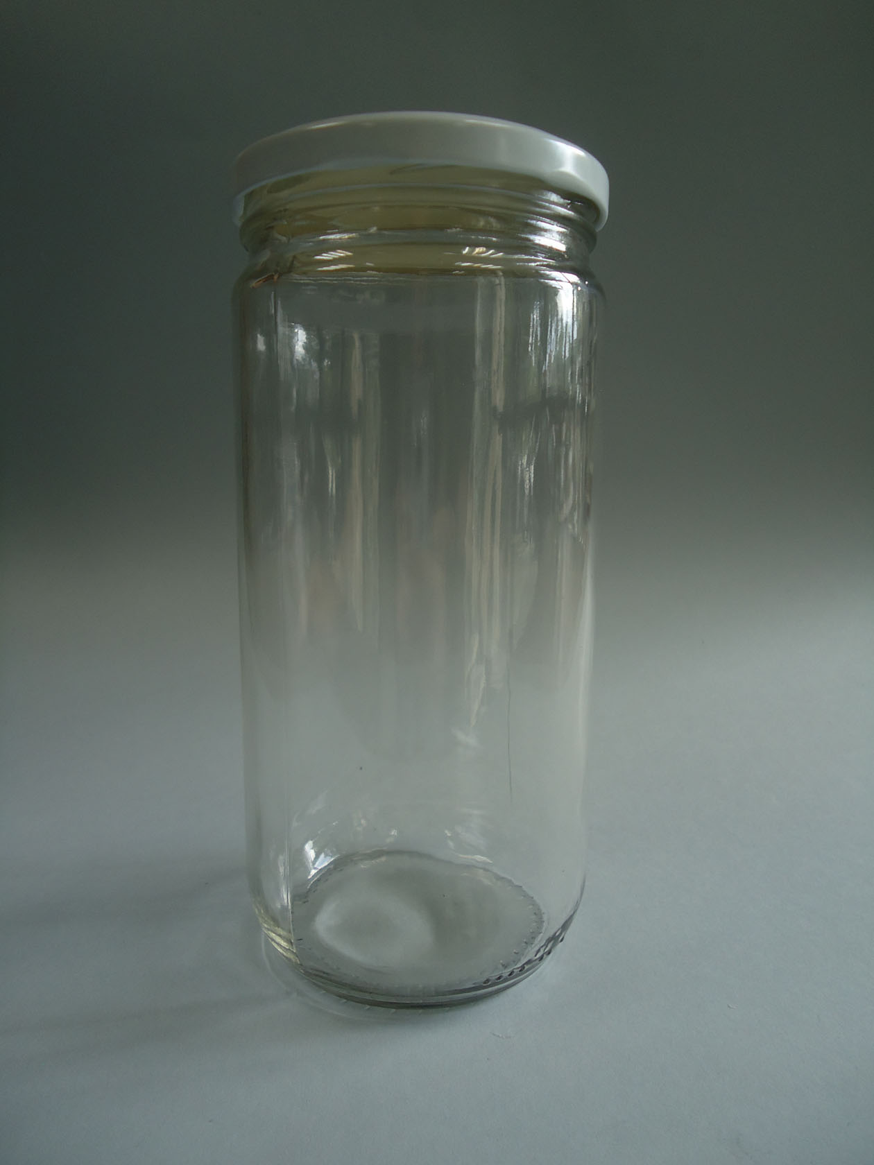 Transparente: Bote vidrio tapa metálica blanca twist 370 ml.